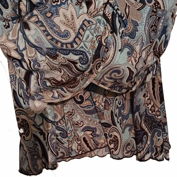 Studio 1940 Blue Paisley Blouse Size Small - Picture 2 of 5